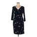 Lauren by Ralph Lauren Casual Dress - Wrap V-Neck Long sleeves: Blue Dresses - Women's Size 14