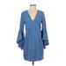 Milly Casual Dress - Shift: Blue Solid Dresses - Women's Size 4