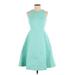 Kate Spade New York Cocktail Dress - A-Line High Neck Sleeveless: Teal Dresses - Women's Size 6