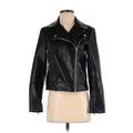 Forever 21 Faux Leather Jacket: Short Black Print Jackets & Outerwear - Women's Size Small