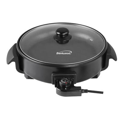 Brentwood 12 inch Round Non-Stick Electric Skillet with Vented Glass Lid in Black - 12 Inch