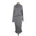 Express Casual Dress - DropWaist Mock 3/4 sleeves: Gray Dresses - Women's Size Small