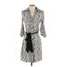 INC International Concepts Casual Dress - Shirtdress V Neck 3/4 sleeves: Gray Snake Print Dresses - Women's Size Small