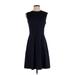 Magaschoni Casual Dress - A-Line Crew Neck Sleeveless: Blue Print Dresses - Women's Size 4