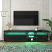 Modern LED TV Stand for TVs up to 80'', High Gloss Media Console with Multi-Functional Storage, Tempered Glass Shelves
