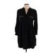 Zara Casual Dress - Mini V Neck 3/4 sleeves: Black Solid Dresses - Women's Size Small