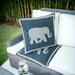 HomeRoots Set of Two 16" X 16" Blue and White Elephant Blown Seam Animal Print Indoor Outdoor Throw Pillow