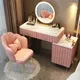 Table de maquillage rose pour femmes meuble de rangement commode miroir meuble de maison