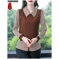 M-4XL Nouvel An Chemise 2023 Femmes Automne Élégant Bureau Dame Casual Bouton Chemises Rétro Vintage