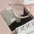 Bracelet Kawaii Hello Kitty Sanurgente Y2k Bracelet tressé rose pour fille chanceuse pendentif