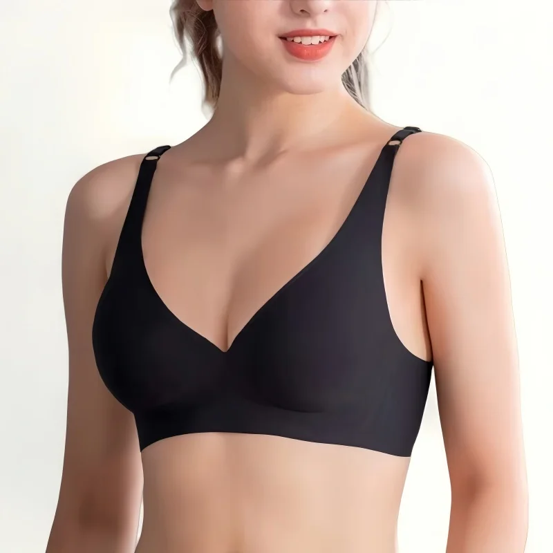 Soutien-gorge Push Up sans couture pour femmes, brassière sans fil, col en v, Bralette de sport, sous-vêtements rembourrés amovibles, Lingerie intime féminine