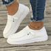 Trendy Solid Color Stripes Pattern Skate Shoes, Wear Resistance Non Slip Canvas Sneakers, Casual Versatile Low Cut Slip On Loafers Shoes