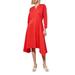 Long Sleeve Asymmetric Hem Cotton Blend Dress