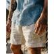 Herren Shorts Kurze Hosen Leinenshorts Kurze Hosen Sommer-Shorts Bestickt Gerade geschnitten Feste Farbe Komfort Atmungsaktiv Knielänge Casual Täglich Urlaub Modisch Beige