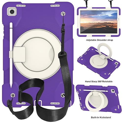 Tablette Hüllenabdeckung Für Samsung Galaxy Tab A9 8.7 A8 10.5'' A9 Plus 11 Bleistifthalter 360° Drehbar Schulter Träger PC Silikon Image