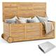 COSTWAY Gartenbox Holz, Auflagenbox mit Rollen, Aufbewahrungsbox mit wasserdichter 2-in-1-Abdeckung