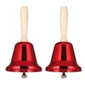2 Pcs Wooden Handle Rattle Decor Bell Decoration Toy for Kids Service Bells Ornament Baby Child