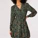 APRICOT Paisley Print Ruffle Long Sleeve Dress - Green