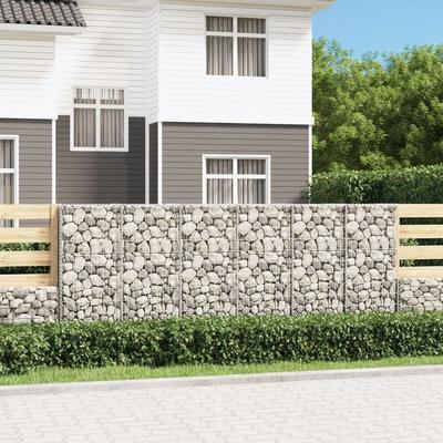 Gabionenwand mit Abdeckung Verzinkter Stahl 300×50×100 cm Vidaxl 378796 Image