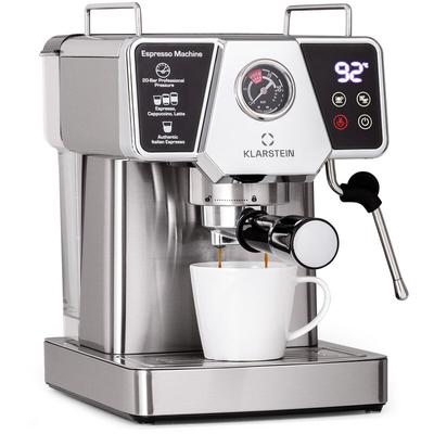 1,8 l Siebträgermaschine für 2 Tasse Kaffee, Mini Espressomaschine mit Milchschäumer, 19 Bar