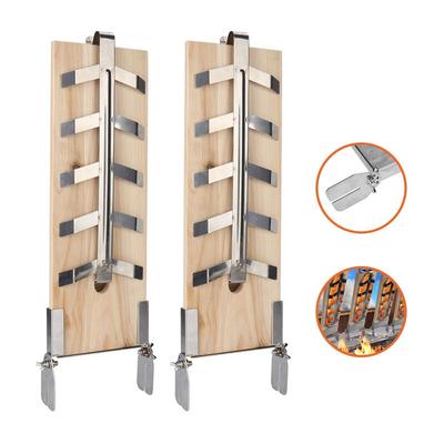 Vingo - 2er Set Flammlachsbrett Fischfilethalter xl Holzplatten Flammlachse Grillplanke Image
