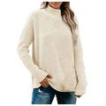 JDEFEG Petite Cardigan Coat Ladies Autumn and Winter Casual Solid Color Short Pullover Sweater Jacket Womens White L