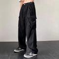 Men's Cargo Khakiparachute Pants Trousers Trousers Full Length Faux Linen Baggy Micro-elastic High Waist Sports Chino Casual Daily Black Apricot M L Spring Fall