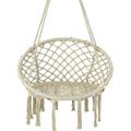 Hammock Chair with Led Lights Hanging Chair for Bedroom Cotton Rope Macrame Swing 330 Lbs Weight Capacity Hanging Chair for Indoor and Outdoor Use Swing Chair Beige