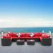 Wonlink 7 Pieces Outdoor Furniture Set PE Rattan Wicker Sofa Sets All Weather Sectional Patio Furniture Conversation Sets with Tea Table and Cushions