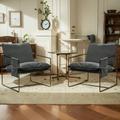 ZAFLY Accent Chair Set of 2 Modern Sling Chair with Metal Frame Comfy Chair for Living Room - Grey