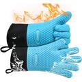 Silicone and Cotton Double Layer Kitchen Gloves Heat Resistant BBQ Gloves/Baking Gloves/Oven Gloves/Cooking Pot Holders Perfect for Cooking and Barbecue 1 Pair