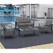 Outdoor Aluminum Set 5 Pieces Patio Sectional Conversation Chat Sofa Modern Seating Set with Coffee Table