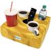 Cup Cozy Deluxe Pillow (Yellow) - The Ultimate Cup Holder for Hot and Cold Drinks! | Expandable Cup Holes | Insulating Foam | Convenient Caddy for Snacks Glasses and Remote Control | Removable Washa