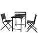 HQZX 3PCS Patio Bistro Set Patio Set of Foldable Patio Table and Chairs Outdoor Furniture Sets Black