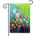 Summer Flowers Garden Flag Dragonfly House Flag Spring Welcome Garden Flags 12 x 18 Double Sided Floral Flags for Patio Lawn Home Outdoor Decor