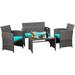 xrboomlife 4 Piece Patio Set Outdoor Set Patio Wicker Conversation Set with Cushions and Tempered Glass Tabletop for Lawn Backyard Pool Garden
