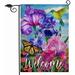 Spring Hummingbird Iris Garden Flag 12x18 Inch Double Sided Purple Flower Bird Yellow Butterfly House Yard Welcome Outdoor Summer Floral Outside Decoration CJ13