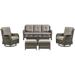 Rilyson Wicker Patio Furniture Set - 5 Piece Rattan Outdoor Sectional Conversation Sets with 2 Rocking Swivel Chairs 2 Ottomans and 1 Sofa for Porch Deck Garden(Mixed Grey/Grey)