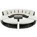 Rugerasy 9-Piece Patio Furniture Set Luxury Outdoor Sofa Set Circular Rattan Wicker Sectional Sofa Lounge Couches With Tempered Glass Coffee Table 6 Pillows For Yard Lawn