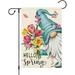 Hello Spring Garden Flag 12x18 Double Sided Burlap Butterfly Floral Garden Yard Flags for Spring Summer Rustic Seasonal Outside Outdoor House Decoration (ONLY FLAG)