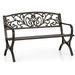 xrboomlife Sophia & William 50 Outdoor Garden Bench Patio Park Bench Cast Iron Metal Frame with Floral Design Backrest for Porch Yard Lawn Deck Bronze