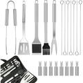 20 Pcs BBQ Tool Set Stainless Steel Barbecue Accessories Camping Kitchen Accessories BBQ Tools Set for BBQï¼Œfather s day gift