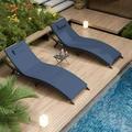 xrboomlife Patio Chaise Lounge Set 3 Pieces Outdoor Lounge Chair with Arm Outdoor Wicker Lounge Chairs with Table Folding Chaise Lounger for Poolside Backyard Porch Red