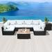 Patio Sectional Sofa with Gas Fire Pit Table Outdoor Patio Sets Propane Fire Pit ( Blue-Rectangular Table)