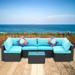 Wonlink 7 Pieces Outdoor Furniture Set PE Rattan Wicker Sofa Sets All Weather Sectional Patio Furniture Conversation Sets with Tea Table and Cushions