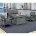 Outdoor Aluminum Set 5 Pieces Patio Sectional Conversation Chat Sofa Modern Seating Set with Coffee Table