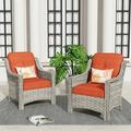 Ovios 2 Pieces Outdoor Patio Chairs Wicker Rattan Single Chairs Set with Cushion for Backyard