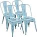 Metal Dining Chairs Modern Industrial Distressed Indoor Outdoor Kitchen Dining Room Chairs Set of 4 (Dream Blue)â€¦