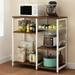 UbesGoo 4-Layer Kitchen Microwave Oven Stand Baker s Rack Storage Shelf Organizer with Basket and 6 Hooks Rustic Brown