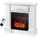 32-inch Electric Fireplace with Mantel 1400W Freestanding Fireplace Heater with Remote Control Thermostat 6H Timer Adjustable 3D Flame Effect Fireplace Mantel for Living Room White